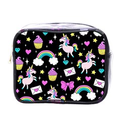 Cute Unicorn Pattern Mini Toiletries Bags by Valentinaart