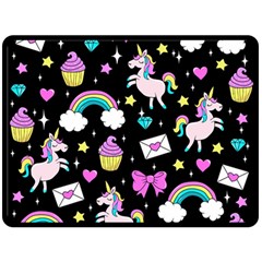 Cute Unicorn Pattern Fleece Blanket (large)  by Valentinaart