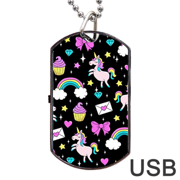 Cute Unicorn Pattern Dog Tag USB Flash (Two Sides)