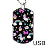 Cute Unicorn Pattern Dog Tag USB Flash (Two Sides) Back