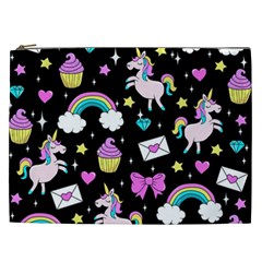 Cute Unicorn Pattern Cosmetic Bag (xxl)  by Valentinaart