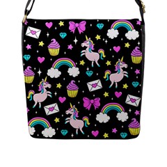 Cute Unicorn Pattern Flap Messenger Bag (l)  by Valentinaart