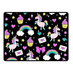 Cute Unicorn Pattern Double Sided Fleece Blanket (small)  by Valentinaart