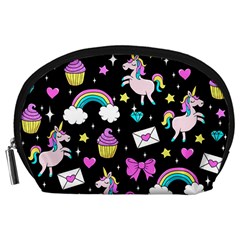 Cute Unicorn Pattern Accessory Pouches (large)  by Valentinaart