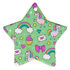 Cute Unicorn Pattern Ornament (star) by Valentinaart