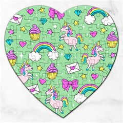 Cute Unicorn Pattern Jigsaw Puzzle (heart) by Valentinaart