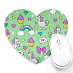 Cute Unicorn Pattern Heart Mousepads Front