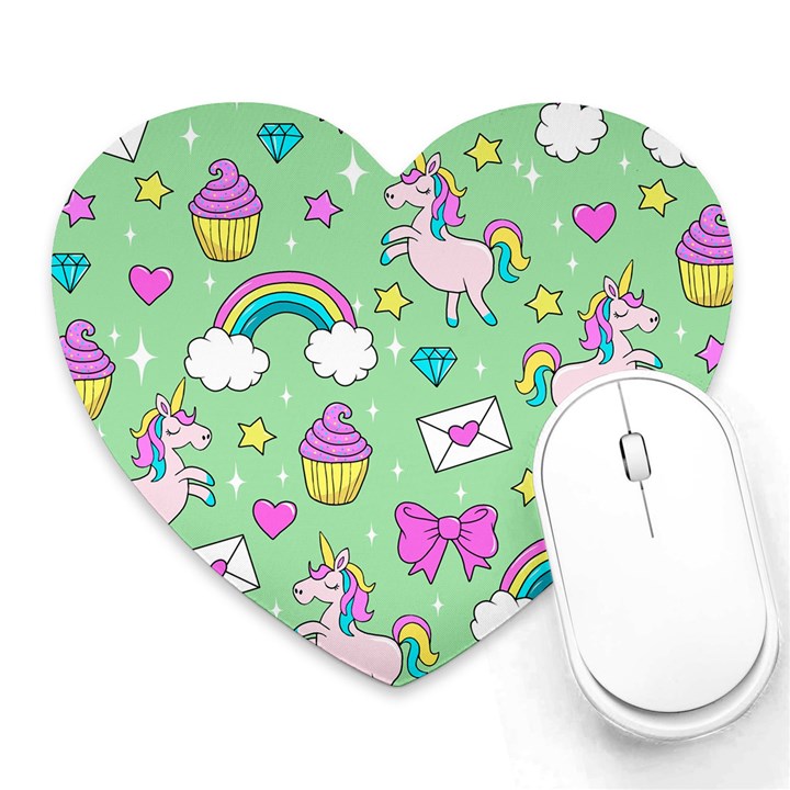 Cute Unicorn Pattern Heart Mousepads