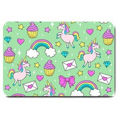 Cute Unicorn Pattern Large Doormat  by Valentinaart