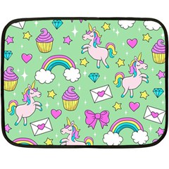 Cute Unicorn Pattern Fleece Blanket (mini) by Valentinaart