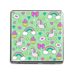 Cute Unicorn Pattern Memory Card Reader (square) by Valentinaart