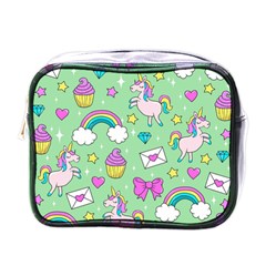 Cute Unicorn Pattern Mini Toiletries Bags by Valentinaart