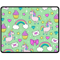 Cute Unicorn Pattern Fleece Blanket (medium)  by Valentinaart