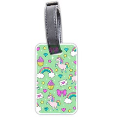 Cute Unicorn Pattern Luggage Tags (one Side)  by Valentinaart