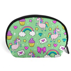 Cute Unicorn Pattern Accessory Pouches (large)  by Valentinaart