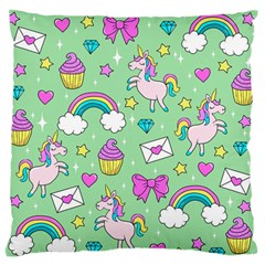 Cute Unicorn Pattern Large Flano Cushion Case (one Side) by Valentinaart