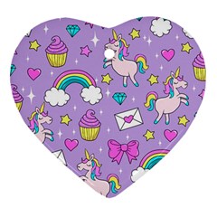 Cute Unicorn Pattern Ornament (heart) by Valentinaart