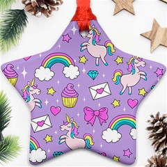 Cute Unicorn Pattern Ornament (star) by Valentinaart