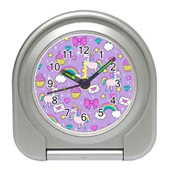 Cute Unicorn Pattern Travel Alarm Clocks by Valentinaart