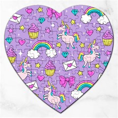 Cute Unicorn Pattern Jigsaw Puzzle (heart) by Valentinaart