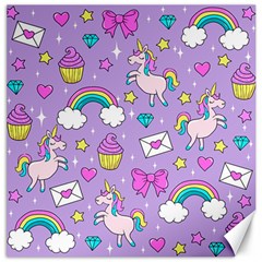 Cute Unicorn Pattern Canvas 16  X 16   by Valentinaart