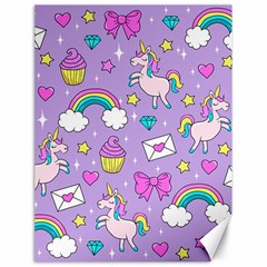 Cute Unicorn Pattern Canvas 18  X 24   by Valentinaart