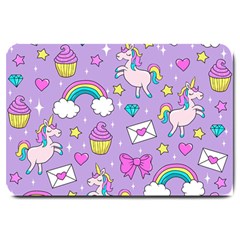 Cute Unicorn Pattern Large Doormat  by Valentinaart