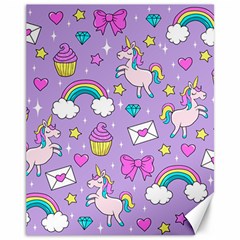 Cute Unicorn Pattern Canvas 11  X 14   by Valentinaart