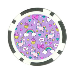 Cute Unicorn Pattern Poker Chip Card Guard by Valentinaart