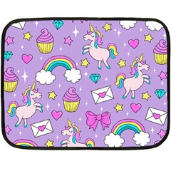 Cute Unicorn Pattern Double Sided Fleece Blanket (mini)  by Valentinaart