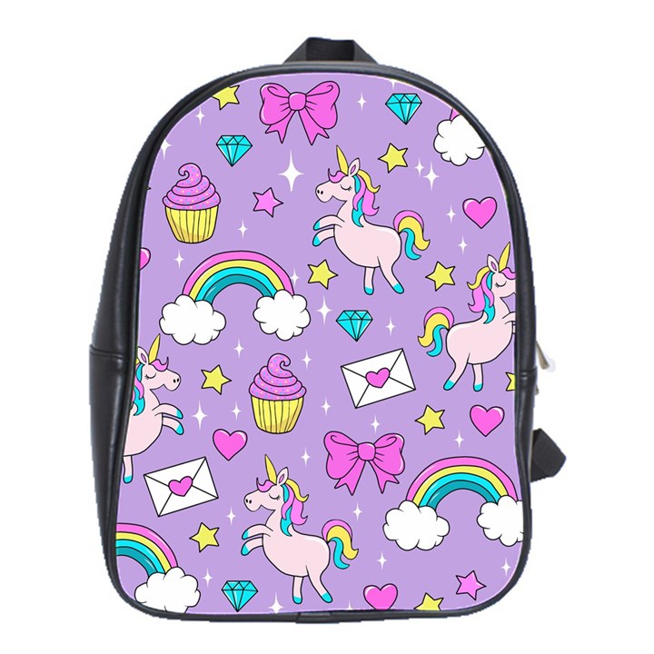 Cute Unicorn Pattern School Bag (Large)