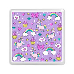 Cute Unicorn Pattern Memory Card Reader (square)  by Valentinaart