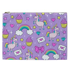 Cute Unicorn Pattern Cosmetic Bag (xxl)  by Valentinaart