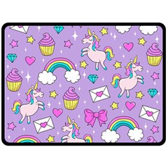 Cute Unicorn Pattern Double Sided Fleece Blanket (large)  by Valentinaart