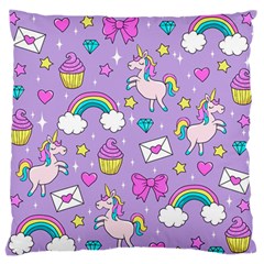 Cute Unicorn Pattern Large Flano Cushion Case (one Side) by Valentinaart