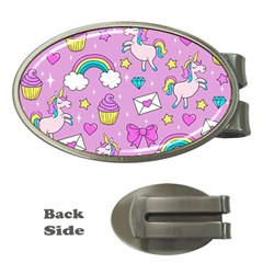 Cute Unicorn Pattern Money Clips (oval)  by Valentinaart