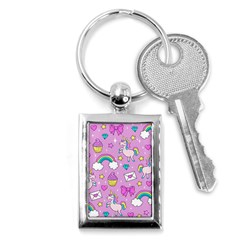 Cute Unicorn Pattern Key Chains (rectangle)  by Valentinaart