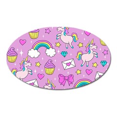 Cute Unicorn Pattern Oval Magnet by Valentinaart