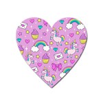 Cute Unicorn Pattern Heart Magnet Front