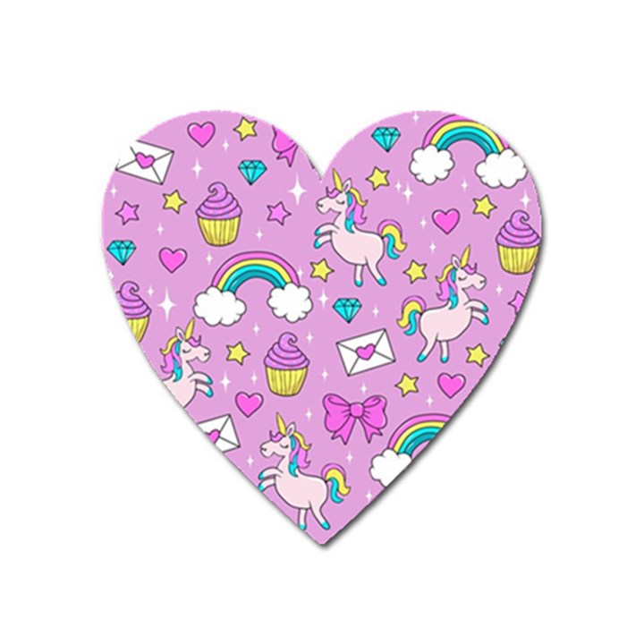 Cute Unicorn Pattern Heart Magnet