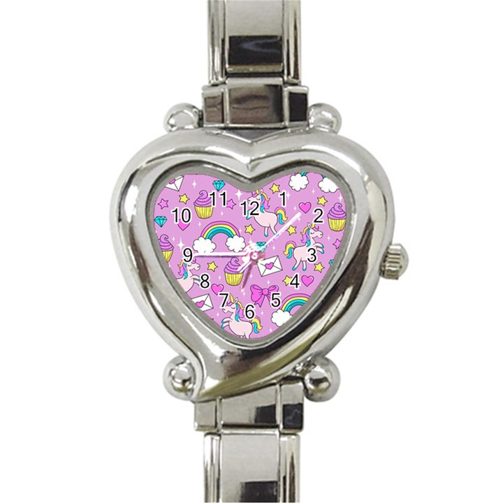 Cute Unicorn Pattern Heart Italian Charm Watch