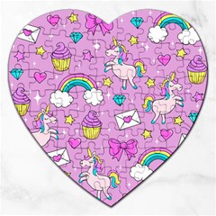 Cute Unicorn Pattern Jigsaw Puzzle (heart) by Valentinaart