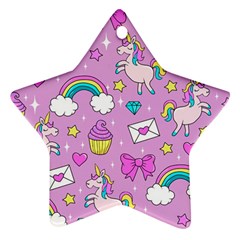 Cute Unicorn Pattern Star Ornament (two Sides) by Valentinaart