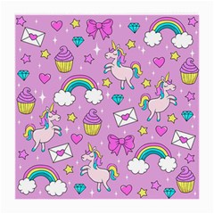 Cute Unicorn Pattern Medium Glasses Cloth (2-side) by Valentinaart