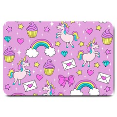 Cute Unicorn Pattern Large Doormat  by Valentinaart