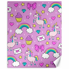 Cute Unicorn Pattern Canvas 11  X 14   by Valentinaart