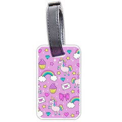 Cute Unicorn Pattern Luggage Tags (one Side)  by Valentinaart