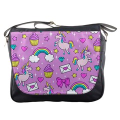 Cute Unicorn Pattern Messenger Bags by Valentinaart