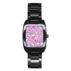 Cute Unicorn Pattern Stainless Steel Barrel Watch by Valentinaart