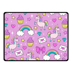 Cute Unicorn Pattern Double Sided Fleece Blanket (small)  by Valentinaart